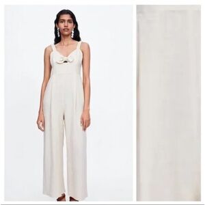 NWOT Cream Zara Linen Jumpsuit